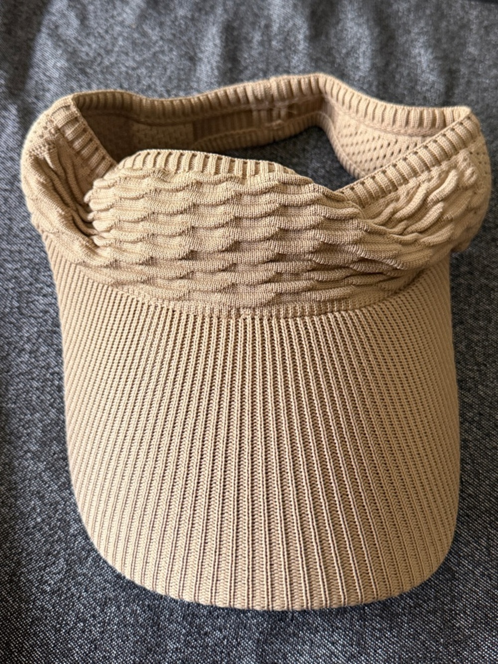 Knit Visor Sun Hat in Tan
